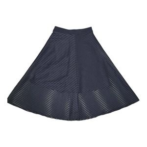 & Other Stories Size 4 Black Sheer Striped Circle Skirt Pin Up Rockabilly